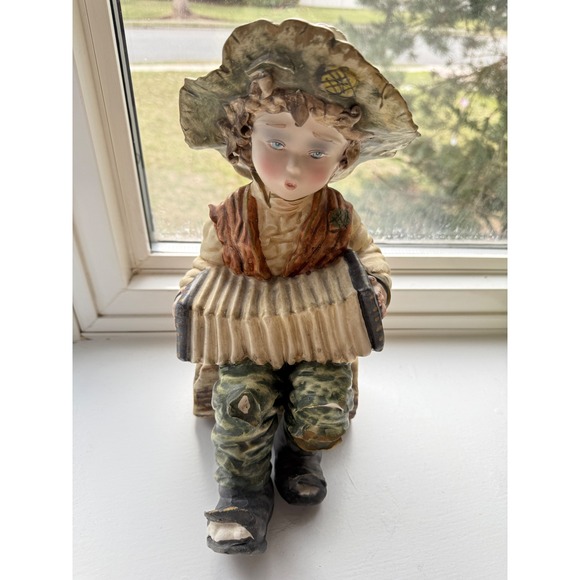 Other - Vintage Italian Boy Accordion Figurine Porcelain Hand Painted Musical Cherub